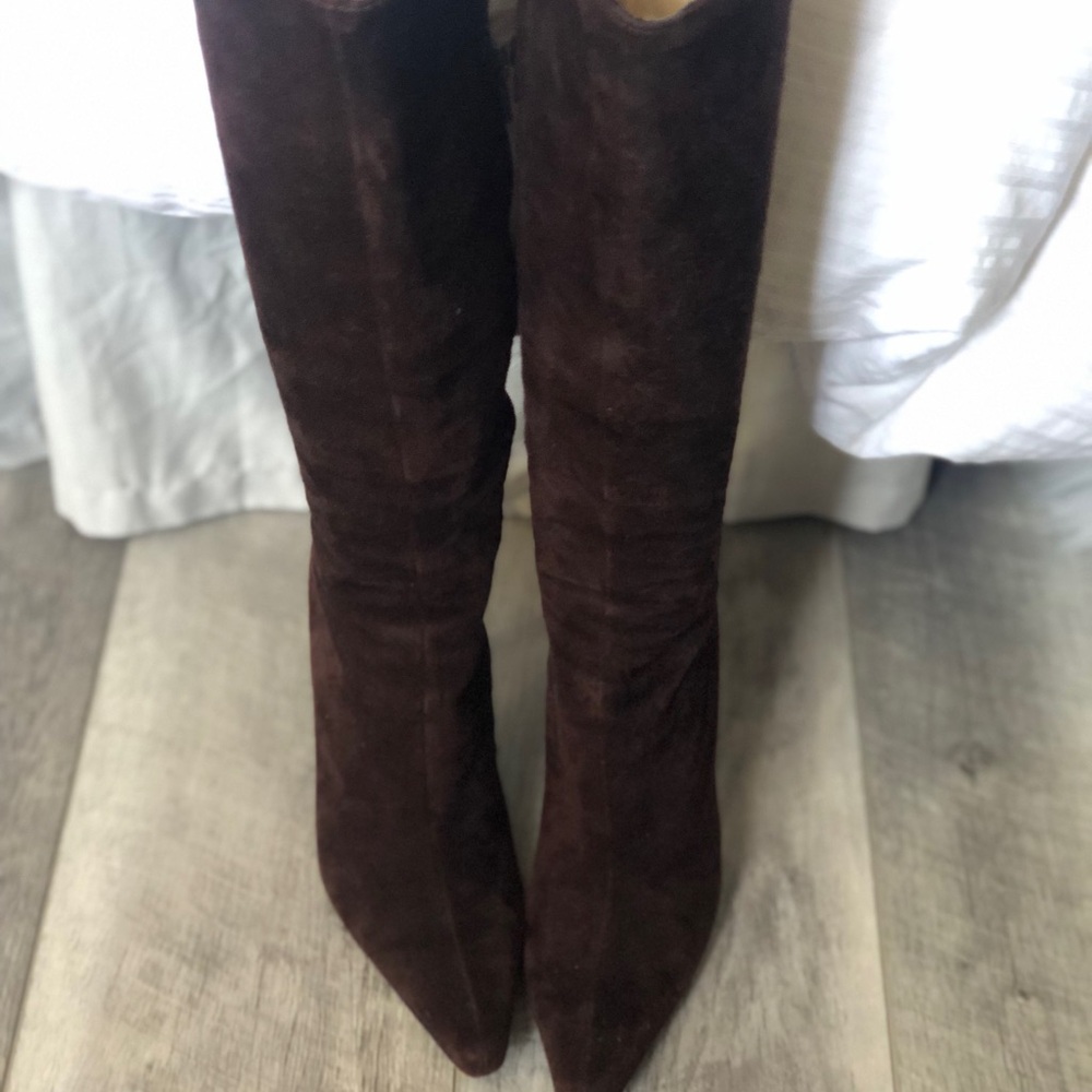 Charles David Dark Brown Suede Heeled Boots